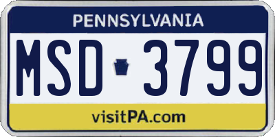 PA license plate MSD3799
