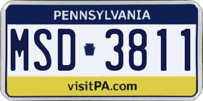 PA license plate MSD3811