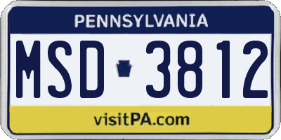 PA license plate MSD3812