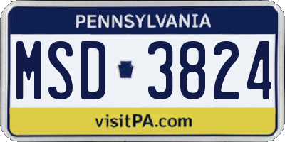 PA license plate MSD3824