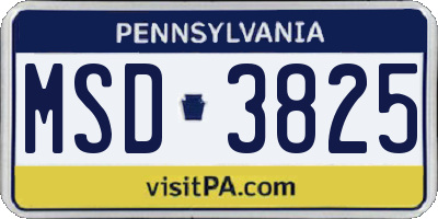 PA license plate MSD3825