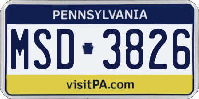 PA license plate MSD3826