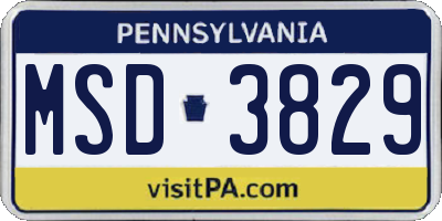 PA license plate MSD3829
