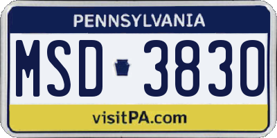 PA license plate MSD3830
