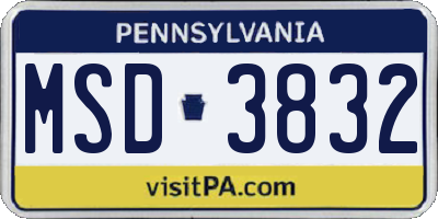 PA license plate MSD3832