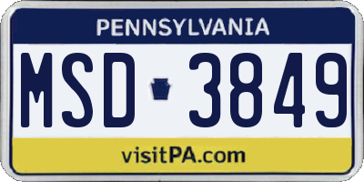 PA license plate MSD3849