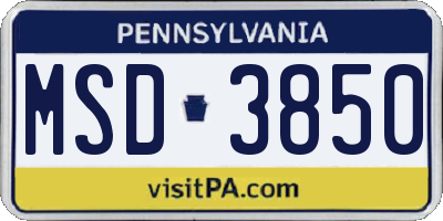 PA license plate MSD3850