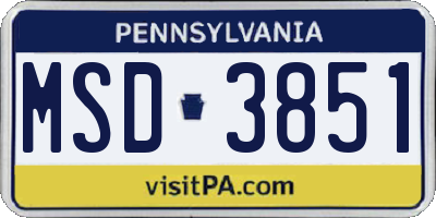 PA license plate MSD3851