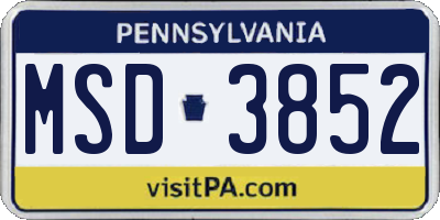 PA license plate MSD3852