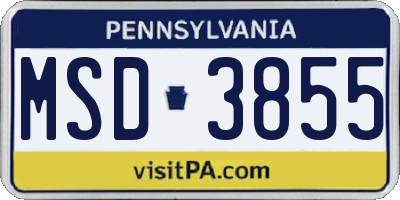PA license plate MSD3855