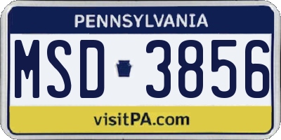 PA license plate MSD3856