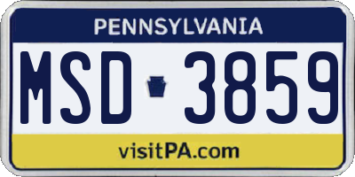 PA license plate MSD3859