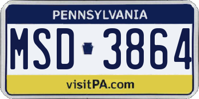 PA license plate MSD3864