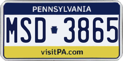PA license plate MSD3865