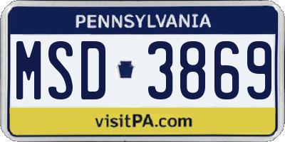 PA license plate MSD3869
