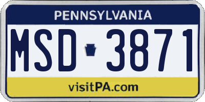 PA license plate MSD3871