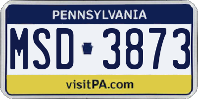 PA license plate MSD3873