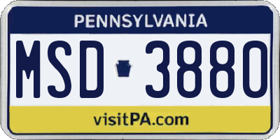 PA license plate MSD3880