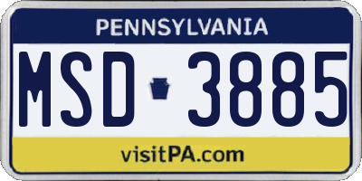 PA license plate MSD3885