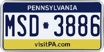 PA license plate MSD3886