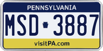 PA license plate MSD3887