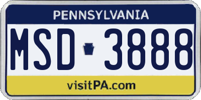 PA license plate MSD3888