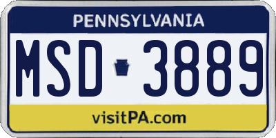 PA license plate MSD3889