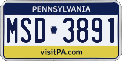 PA license plate MSD3891