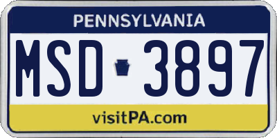 PA license plate MSD3897