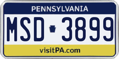 PA license plate MSD3899
