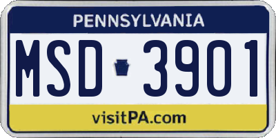 PA license plate MSD3901