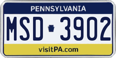 PA license plate MSD3902
