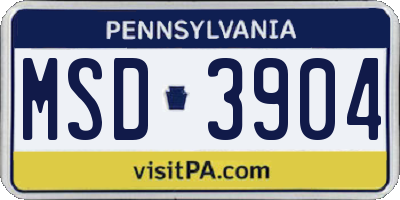 PA license plate MSD3904
