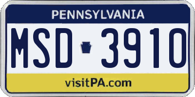 PA license plate MSD3910