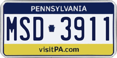 PA license plate MSD3911