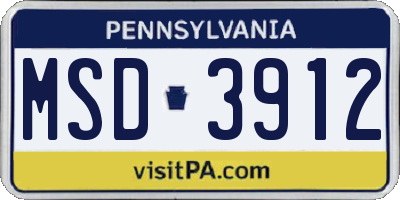 PA license plate MSD3912