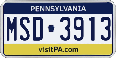 PA license plate MSD3913