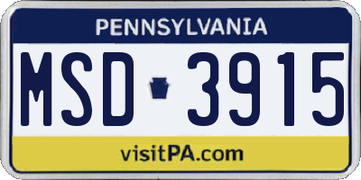 PA license plate MSD3915