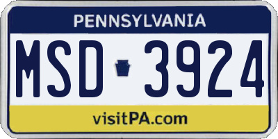 PA license plate MSD3924