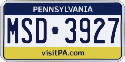 PA license plate MSD3927