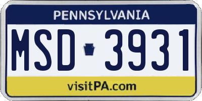 PA license plate MSD3931