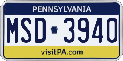 PA license plate MSD3940