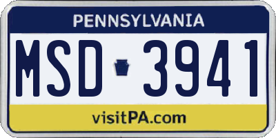 PA license plate MSD3941