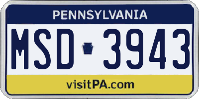 PA license plate MSD3943