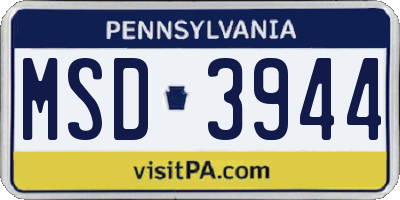 PA license plate MSD3944