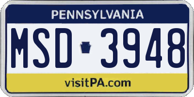 PA license plate MSD3948