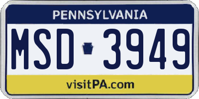 PA license plate MSD3949