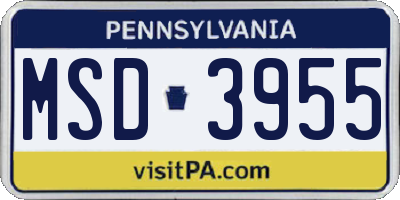PA license plate MSD3955