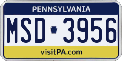 PA license plate MSD3956