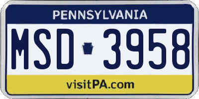 PA license plate MSD3958